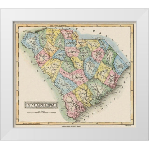 South Carolina - Lucas 1823 White Modern Wood Framed Art Print by Lucas