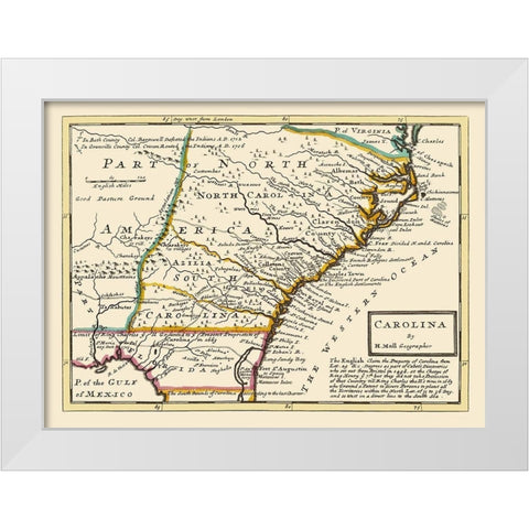 Carolinas - Bowles 1736 White Modern Wood Framed Art Print by Bowles