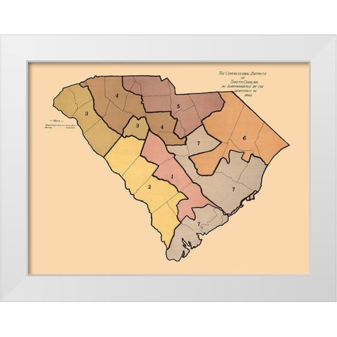 South Carolina -1882 White Modern Wood Framed Art Print by Unknown