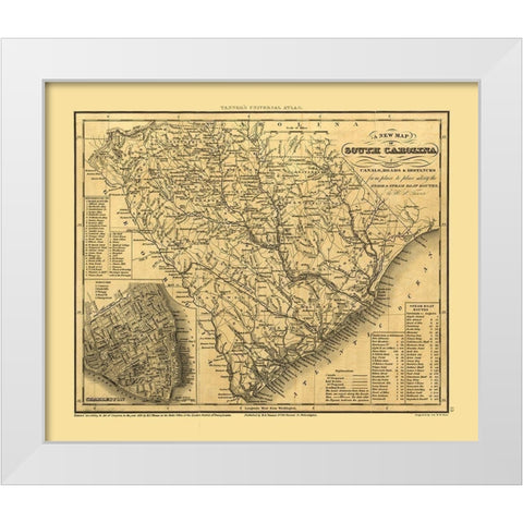South Carolina - Tanner 1836  White Modern Wood Framed Art Print by Tanner