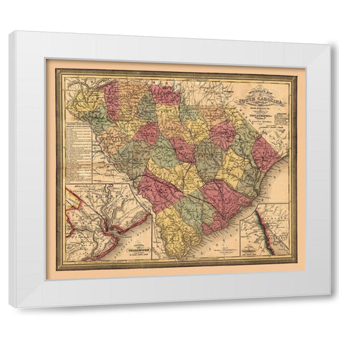 South Carolina - Mitchell 1849  White Modern Wood Framed Art Print by Mitchell