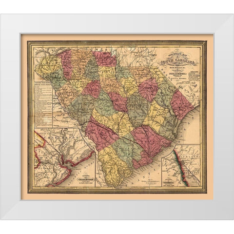 South Carolina - Mitchell 1849  White Modern Wood Framed Art Print by Mitchell
