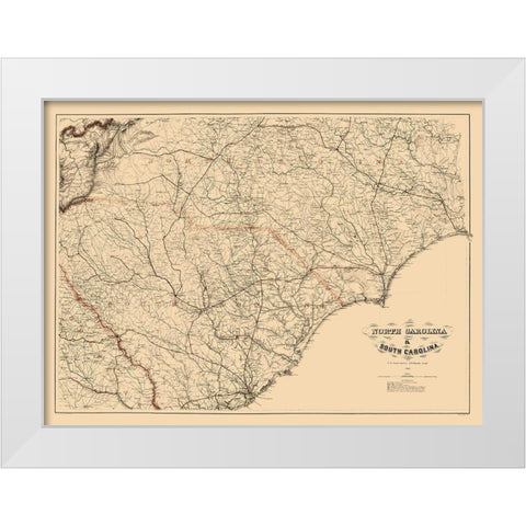 South Carolina - Bache 1865  White Modern Wood Framed Art Print by Bache