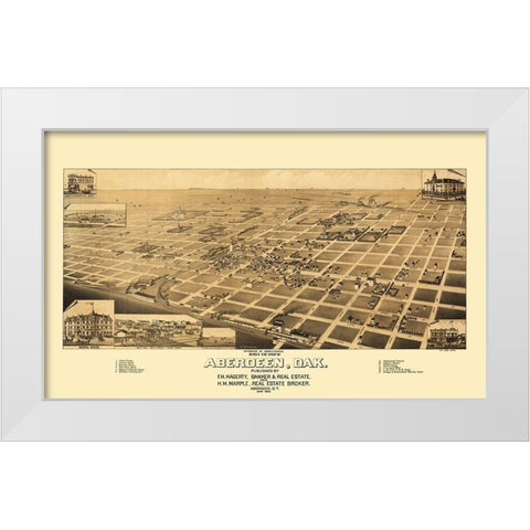 Aberdeen South Dakota - Wellge 1883 White Modern Wood Framed Art Print by Wellge
