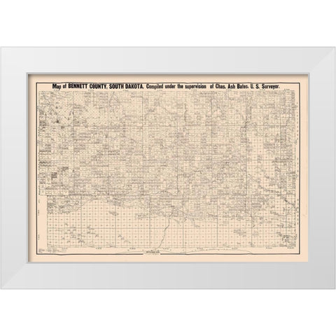 Bennett County South Dakota - Bates 1910  White Modern Wood Framed Art Print by Bates