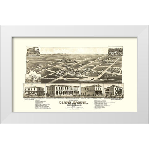 Clark South Dakota - Stoner 1883 White Modern Wood Framed Art Print by Stoner