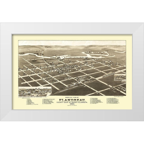 Flandreau South Dakota - Stoner 1883 White Modern Wood Framed Art Print by Stoner