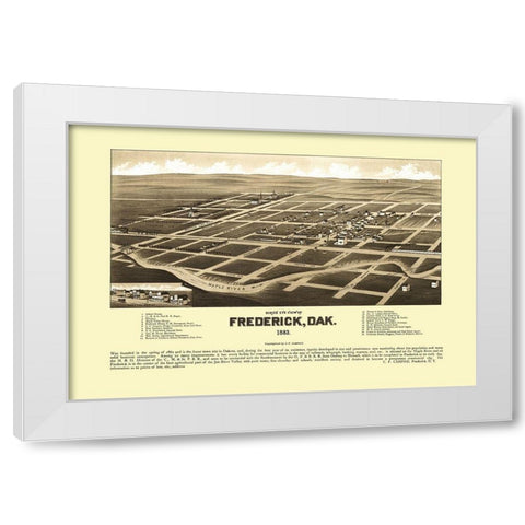 Frederick South Dakota - Campau 1883 White Modern Wood Framed Art Print by Campau