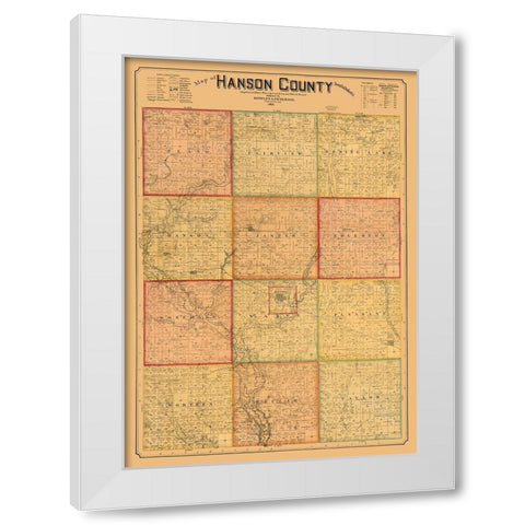 Hanson County South Dakota - Peterson 1893  White Modern Wood Framed Art Print by Peterson