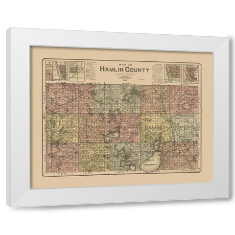 Hamlin County South Dakota - Peterson 1897  White Modern Wood Framed Art Print by Peterson