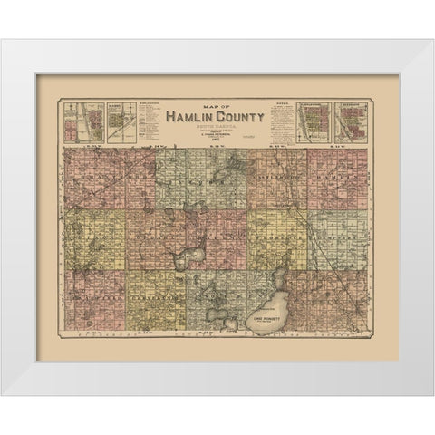 Hamlin County South Dakota - Peterson 1897  White Modern Wood Framed Art Print by Peterson
