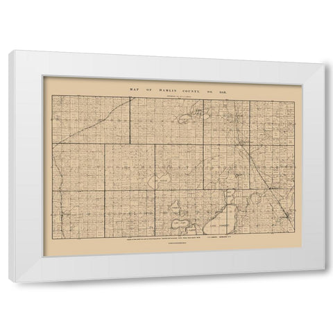 Hamlin County South Dakota - Abbott 1897  White Modern Wood Framed Art Print by Abbott