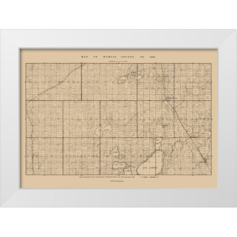 Hamlin County South Dakota - Abbott 1897  White Modern Wood Framed Art Print by Abbott