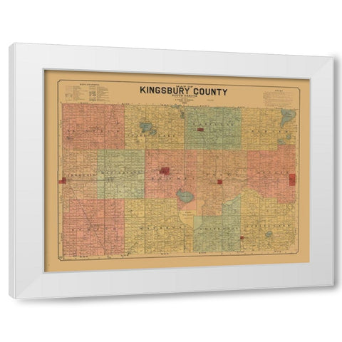 Kingsbury County South Dakota - Peterson 1899  White Modern Wood Framed Art Print by Peterson