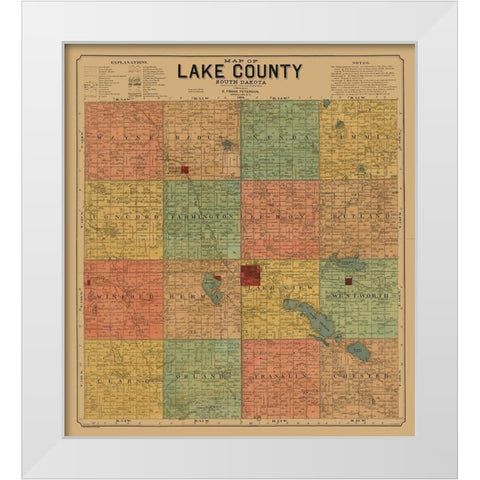 Lake County South Dakota - Peterson 1899  White Modern Wood Framed Art Print by Peterson
