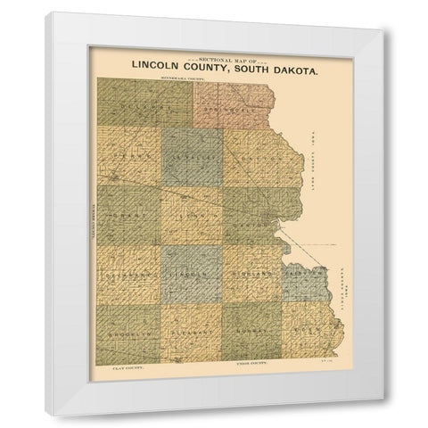 Lincoln County South Dakota - Scott 1899  White Modern Wood Framed Art Print by Scott