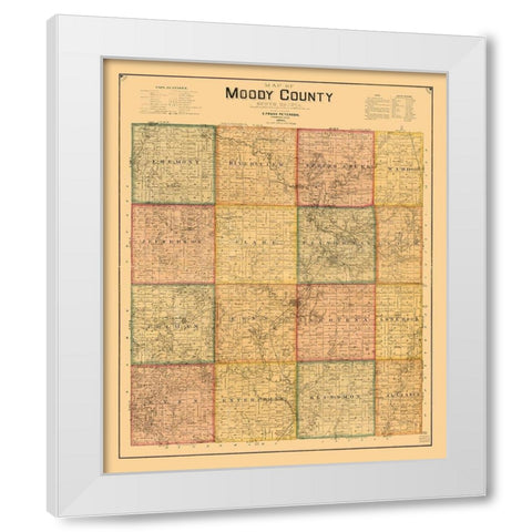 Moody County South Dakota - Peterson 1896  White Modern Wood Framed Art Print by Peterson