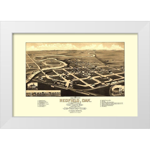 Redfield South Dakota - Rising 1883 White Modern Wood Framed Art Print by Rising