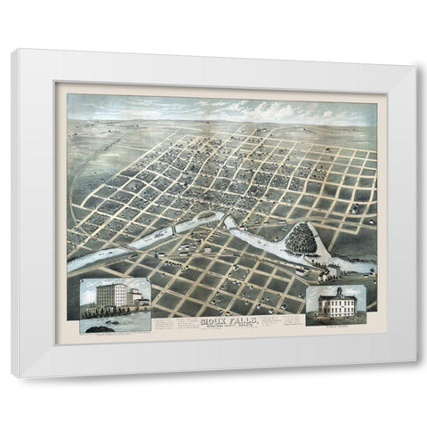 Sioux Falls South Dakota - Carson 1881  White Modern Wood Framed Art Print by Carson