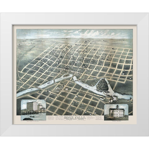 Sioux Falls South Dakota - Carson 1881  White Modern Wood Framed Art Print by Carson