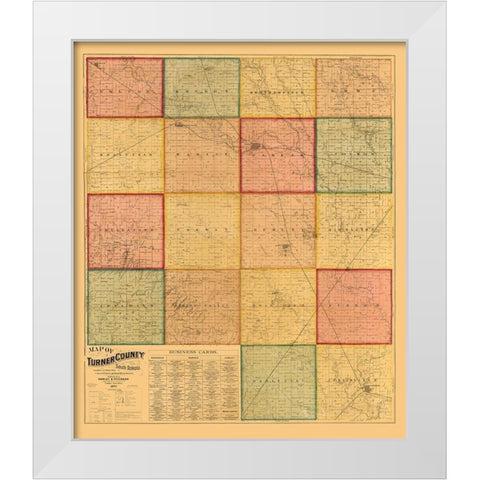 Turner County South Dakota - Rowley 1893  White Modern Wood Framed Art Print by Rowley
