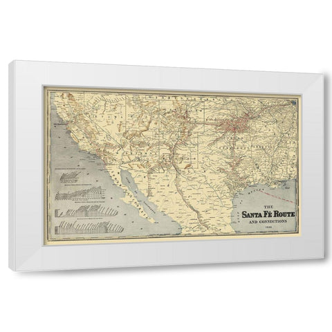 Santa Fe Route and Connections 1888 White Modern Wood Framed Art Print by Rand McNally