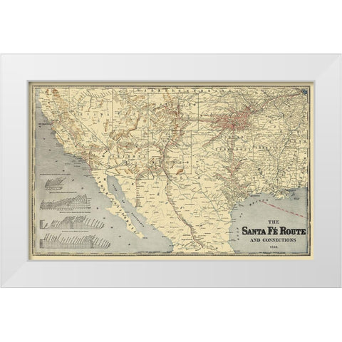 Santa Fe Route and Connections 1888 White Modern Wood Framed Art Print by Rand McNally