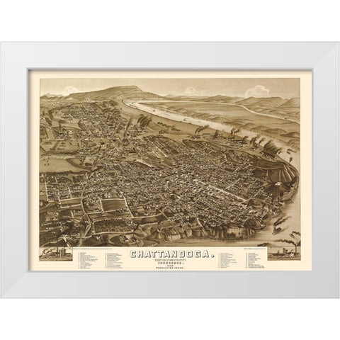 Chattanooga Tennessee - Wellge 1886  White Modern Wood Framed Art Print by Wellge
