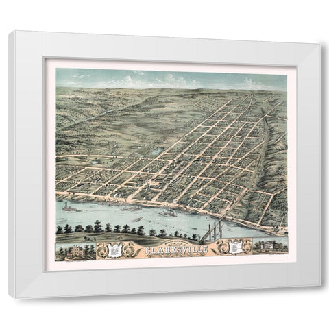 Clarksville Tennessee - Stoner 1870  White Modern Wood Framed Art Print by Stoner