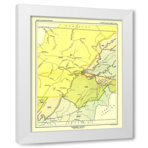 Tennessee - Detail - Hoen 1896 White Modern Wood Framed Art Print by Hoen