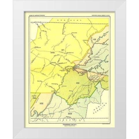 Tennessee - Detail - Hoen 1896 White Modern Wood Framed Art Print by Hoen