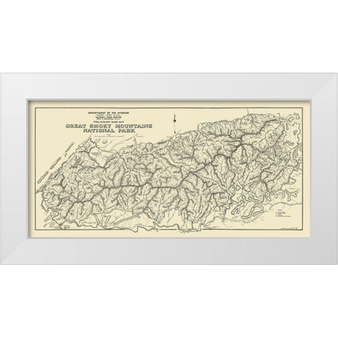 Great Smoky Mountain National Park White Modern Wood Framed Art Print by Unknown