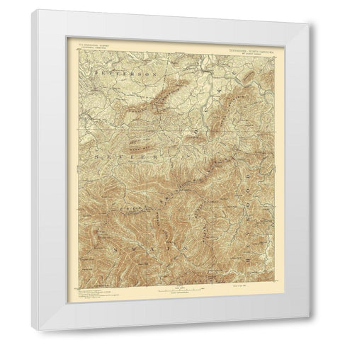 Mt Guyot Tennessee North Carolina Sheet White Modern Wood Framed Art Print by USGS