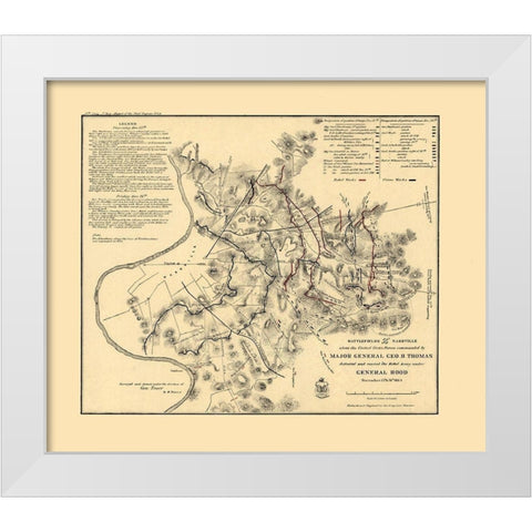 Nashville Tennessee - Peseux 1864  White Modern Wood Framed Art Print by Peseux