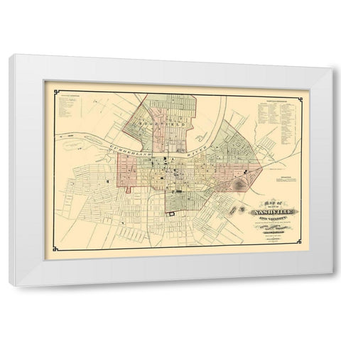 Nashville Tennessee - Foster 1877  White Modern Wood Framed Art Print by Foster