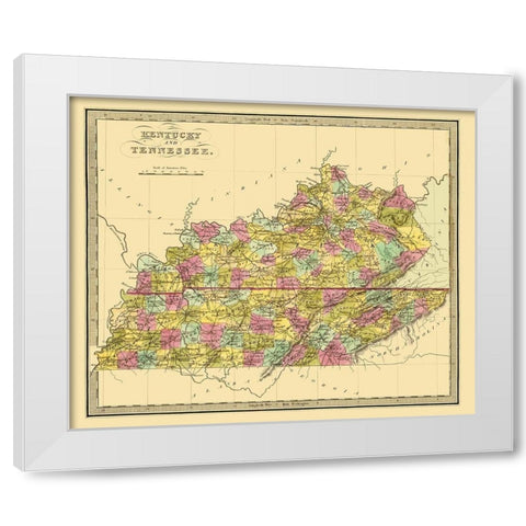 Kentucky, Tennessee - Brattleboro 1840 White Modern Wood Framed Art Print by Brattleboro