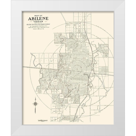 Abilene Texas - Sanborn 1929 White Modern Wood Framed Art Print by Sanborn