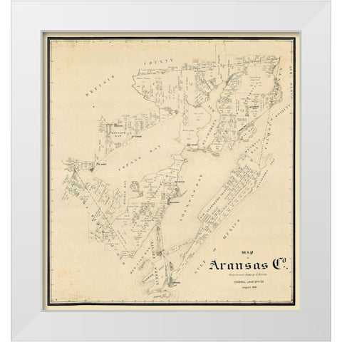 Aransas County Texas - Schutze 1896  White Modern Wood Framed Art Print by Schutze