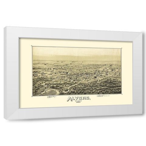 Alvord Texas - Fowler 1890 White Modern Wood Framed Art Print by Fowler