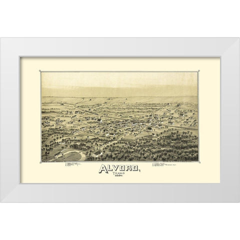 Alvord Texas - Fowler 1890 White Modern Wood Framed Art Print by Fowler