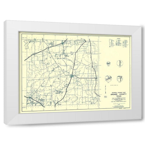 Archer Texas - Highway Dept 1936 White Modern Wood Framed Art Print by Highway Dept