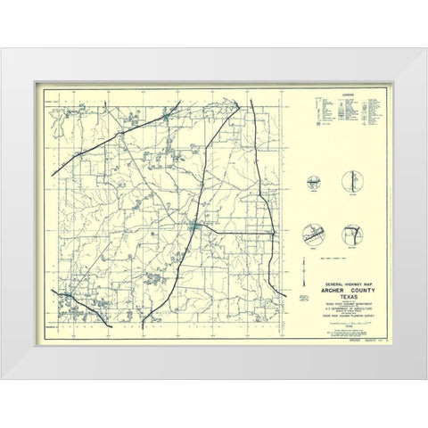 Archer Texas - Highway Dept 1936 White Modern Wood Framed Art Print by Highway Dept
