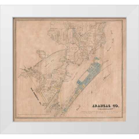 Aransas County Texas - Walsh 1880 White Modern Wood Framed Art Print by Walsh