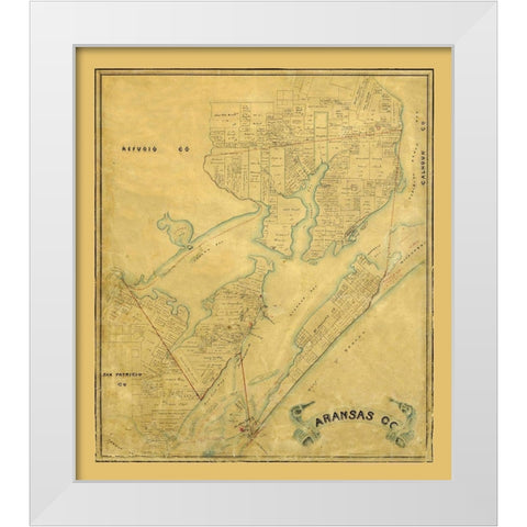 Aransas County Texas - 1883 White Modern Wood Framed Art Print by Unknown