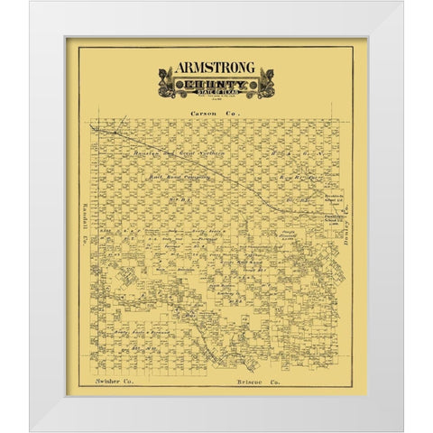 Armstrong County Texas - 1888 White Modern Wood Framed Art Print by Unknown