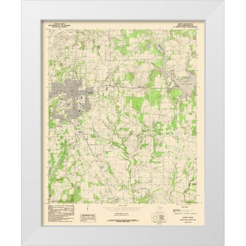 Athens Texas Quad - USGS 1984 White Modern Wood Framed Art Print by USGS