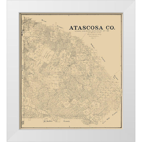 Atascosa County Texas - Rosenberg 1894  White Modern Wood Framed Art Print by Rosenberg