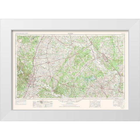 Austin Texas Quad - USGS 1954 White Modern Wood Framed Art Print by USGS