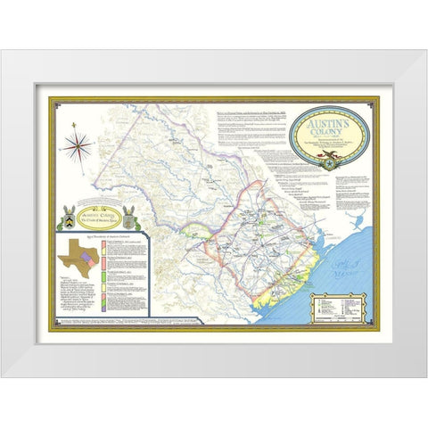 Austin Colony 1821-1836 Texas - 1993 White Modern Wood Framed Art Print by Unknown