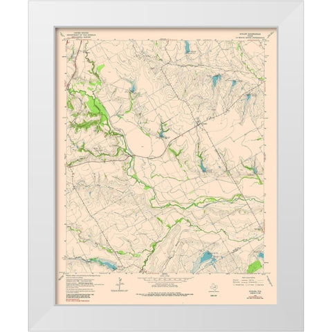 Avalon Texas Quad - USGS 1976 White Modern Wood Framed Art Print by USGS